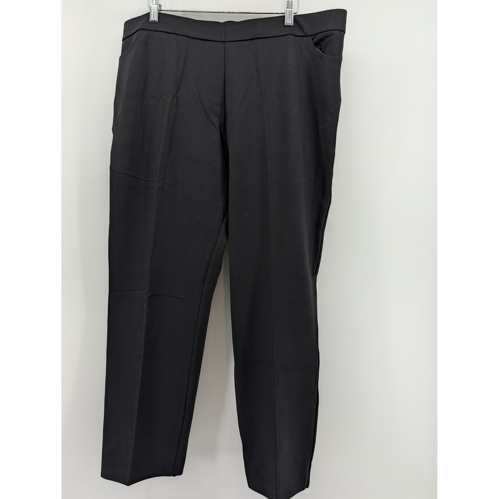Susan Graver Pants Women XL Black Excellent Pull On Straight Leg Trousers